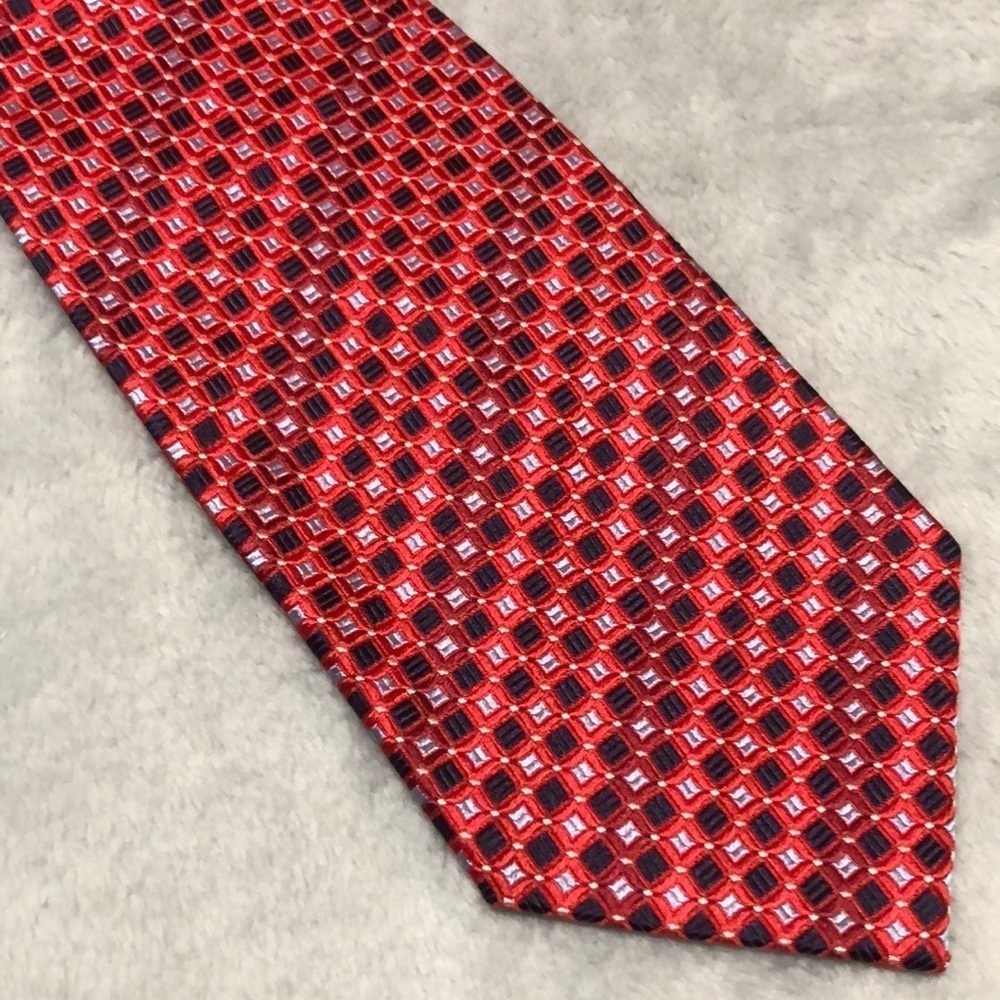 FABIO FAZIO red and blue print tie
